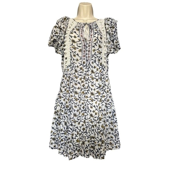 Sea New York Size 6 Dress Women's Floral Print Boho Flutter Tassel Cotton Blend - Picture 2 of 11